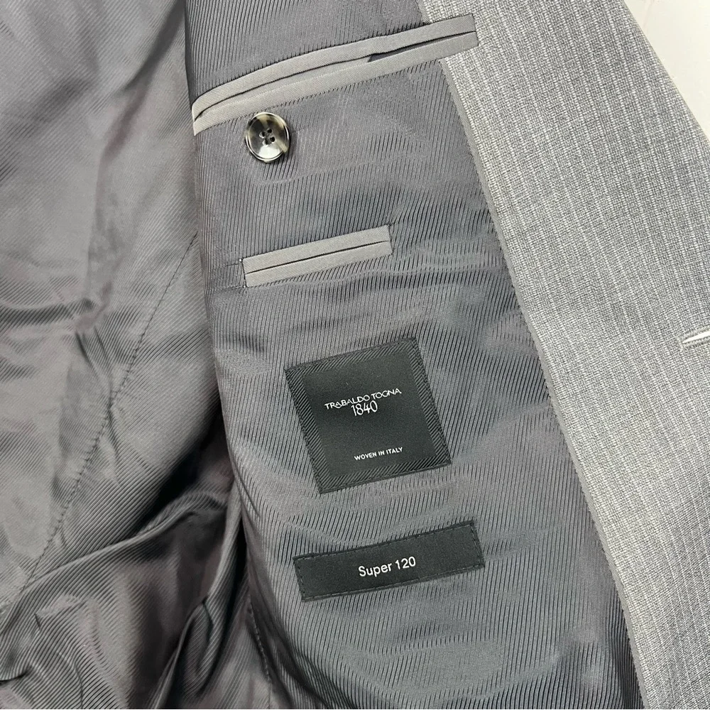 BOSS Hugo Boss James5/Sharp7‎ Virgin Wool Suit Grey Striped Mens 38R NWT $379
